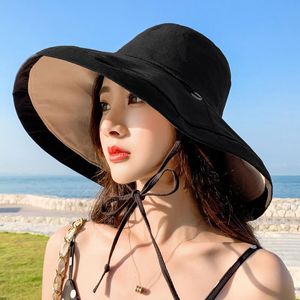 Beanies Beanie/Skull Caps Korean Fashion String Big Earve Fisherman Hat Vrouwelijke lente/zomer buitenuitjes Zonnebrandcrème Zon Wild Basin