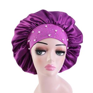 Bonnets Bonnet/Crâne Caps Ly Satin Strass Bonnet De Sommeil Femmes Soins Des Cheveux Salon Maquillage Bandeau Cristal Tête Couverture Bonnet Chapeau À Larges Bords