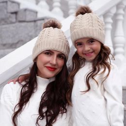 Bonnets bonnet/casquettes de crâne Mahua Parent-enfant dames chapeau mère et bébé un ensemble de chapeaux en tricot pour les femmes Ski Maks Bonnets enfant