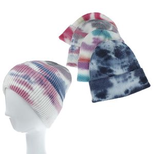 Beanies Beanie/Skull Caps Qcooljly Winter Retro Tie Dye Cap voor vrouwen Girls Sport Hoed Wool Hoofdkleding ornamenten Beanie Skullies Bonnet Hair