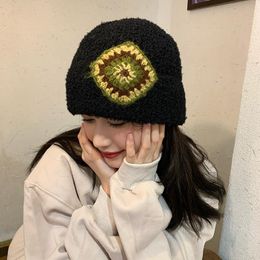 Gorros Gorro/Gorras De Calavera Sombrero De Punto De Flor Japonesa Retro Para Hombres Y Mujeres Otoño Invierno Versión Coreana De Ins Gorro Con Capucha Cálido