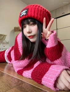 Beanies Beanie/Skull Caps Ruibbit aankomst meisje gebreide hoed Japanse gotische punk Harajuku vrouw casual mode rode hoeden motorkap davi22