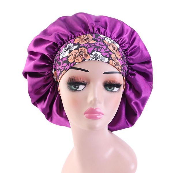 Bonnets Bonnet / Crâne Caps Doux Satin Bonnet Femmes Élastique Large Bande Nuit Sommeil Chapeau Chemo Perte De Cheveux Couverture Mode Head Wrap Soins De Beauté