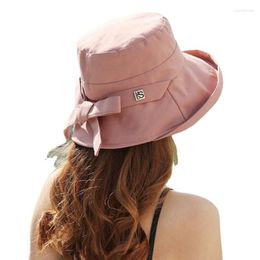 Beanies Beanie/Skull Caps Solid Color Bowknot Fisherman Hat Dames Autumn Sun Shading Cap Shopping Summer Panama veelzijdige designer Emmer