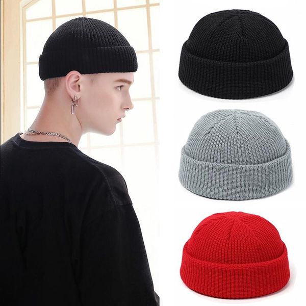 Gorros Beanie / Skull Caps Gorro de punto grueso Amantes Beanie Sombreros Invierno Hombres Mujeres Gorro de piel de melón