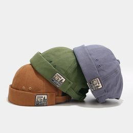 Beanies Beanie/Skull Caps Vintage Docker Cap Brimless Hat Breadable Beanie Hats Cotton Retro verstelbare literaire verhuurder Sailor Women Hip