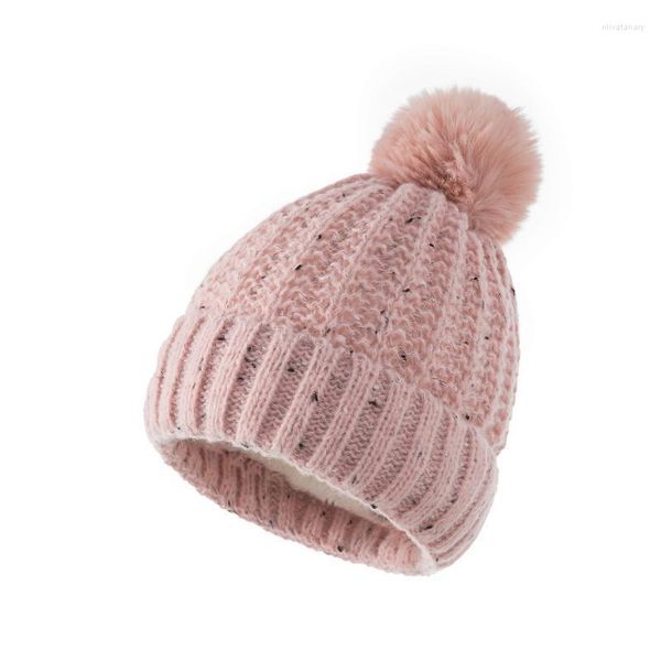 Bonnets Bonnet/Crâne Casquettes Hiver Bonnet En Tricot Solide Couleur Dame Avec Moelleux Acrylique Chaud Couvert Tête Laine Femmes Chapeau Bonnets Pour Oliv22