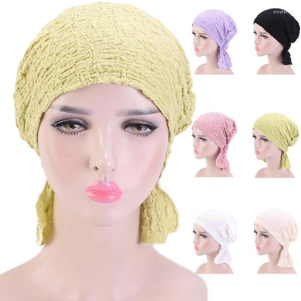 Gorros Beanie/gorras de calavera para mujer, gorro de algodón de burbujas, gorro elástico para quimio, gorro de cáncer, gorro elástico de Color sólido, turbante, cubierta para la caída del cabello