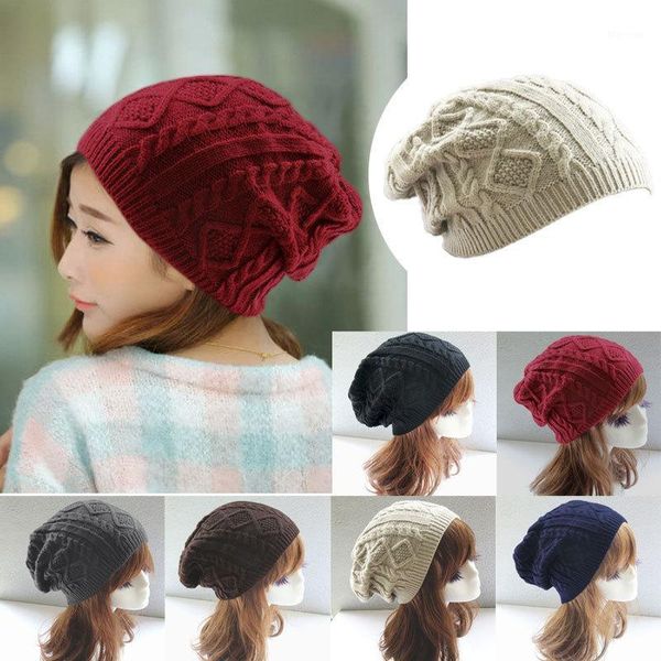 Gorros Beanie/Gorras de calavera para mujer, gorro de invierno con patrón de giro, suéter tejido, gorros de moda para 6 colores, Gorros Y1 Q11