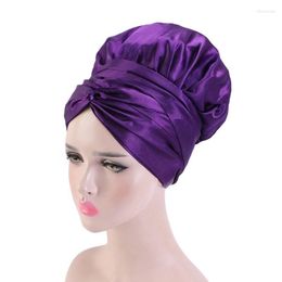 Beanies Beanie/Skull Caps Women Double Layer Elastic African Hair Care Night Satin Cover voor lange tulbandbonnetten met lint