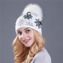 Beanies Beanie/Skull Caps Women Fashion Christmas Hat Sweater Break Snowflake 15 cm cadeau voor Xmas Year Decorations Winter