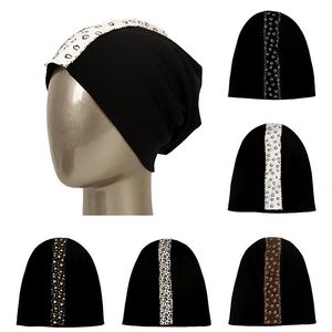 Beanies Beanie/Skull Caps Women Mode Luipaardpatroon Webbing Soft Skullies Hoeden Elastische flodderige dames Solid kleur Katoen warme motorkap