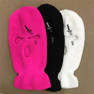 Beanies Beanie/Skull Caps Women Hat Ski Face Mask Balaclava Gepersonaliseerd borduurwerk Warm Winterhoeden voor thermisch gebreide Halloween -feest