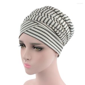 Beanies Beanie/Skull Caps Vrouwen India Moslim Elastische Turban Print Lange Tail Hat Head Scarf Wrap 2022 Ladies Haaraccessoires Cap voor verlies