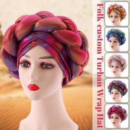 Beanies Beanie/Skull Caps Women Moslim Hapleed Cap Auto Gele Headie Hijab Turban Woven Hat Wrap Robe Afrikaine Design Bonnets African Davi22