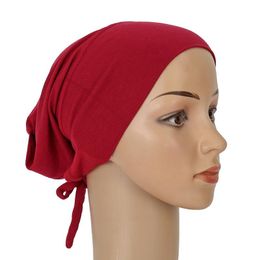 Beanies Beanie/Skull Caps Vrouwen Solid Color Inner Moslim Tulband Islam Underscarf Undercap Bonnet Soft Stretch HaJabs Tube Turbante Vrouw