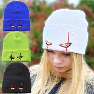 Bonnets brodés Bonnet en laine Effrayant Clown Eyes Tricoté Doux Outdoor Warm Hedging Hip-hop Halloween