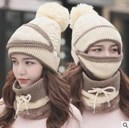 Gorros Moda Otoño Invierno Gorros de mujer Bufanda cálida de punto Conjunto multifuncional a prueba de viento Accesorios de ropa Traje