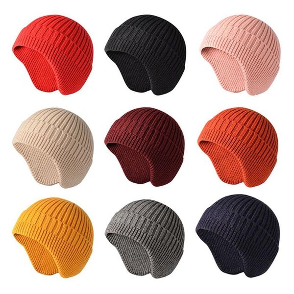 Gorros de moda gorro de punto cálido con orejeras de invierno para hombres y mujeres gorros de calavera deportes de trabajo al aire libre ciclismo