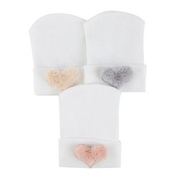 Bonnets Geebro 0-3 mois enfants mignon tricoté bébé couleur unie chaud Skullies filles garçons avec amour motif chapeau casquette décontractée Bonnet