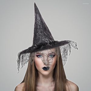 Gorros de bruja para fiesta de Halloween, sombreros de malla a la moda para mujer, mascarada, Cosplay, gorro de mago mágico para accesorios de ropa, sombrero de cubo de maquillaje