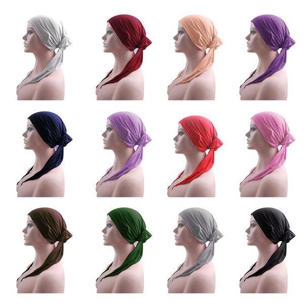 Bonnets Chapeau Turban Chapeaux Casquette Écharpe Wrap Perte De Cheveux Chimio Cancer Bandana Bonnet Couverture Musulmane Hijab Foulard Intérieur Femmes Bonnet Élastique