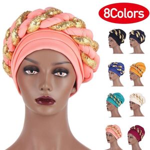 Bonnets Dernière Vente Femmes Headtie Gele Turban Cap Nigérian Head-Wrap Africain Auto C X6Y9 Bonnet/Casquettes De Crâne