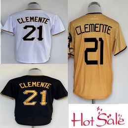 21 Jerseys de Roberto Clemento Black White Stitched Mens Baseball Jerseys