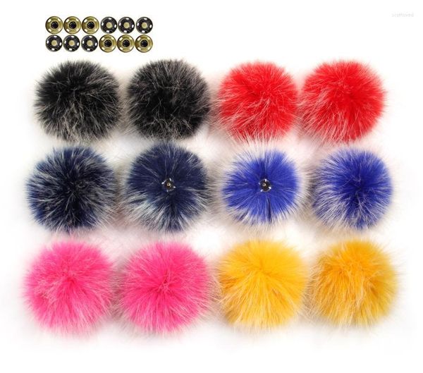 Gorros Paquete De 12 Pompones De Piel Sintética Para Sombreros De Alta Densidad Imitado Real Con Hebilla DIY Hat Scot22