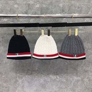 Beanies tb thom hoeden winter Koreaans modemerk heren caps klassiek RWB strepen gebreide massief beanie warme harajuku streetwear trapar