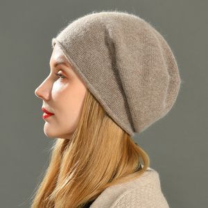 BeanieSkull Cap Slouch Beanies Skullies High Quality Female Solid Cashmere Wool Knit Beanie Hat Girl Winter Warm Bonnet Outdoor 230713
