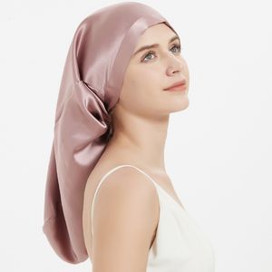 BeanieSkull Caps 100% Bonnet de nuit en soie de mûrier Cheveux longs Bonnet de nuit pour femmes Soins 6033CM 230822