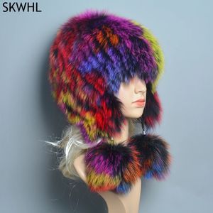 BeanieSkull Caps 100 Natuurlijk Zilver Bont Vrouwen Wintermuts Gebreide Muts Bomber Vrouwelijke Oor Warm Moet 231120