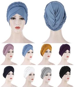 BeanieSkull Caps 1PC robe musulmane Turban chapeau Style occidental Baotou casquette élégante belle couleur unie chapeaux accessoires de cheveux pour Wom3571301