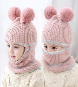 BeanieSkull Caps 2021 Chapeau Écharpe Ensemble Pompon Dessin Animé Infantile Bébé Fille Garçon Chapeau D'hiver pour Enfants Chaud Tricoté Enfants Garçons Filles Bean3604374