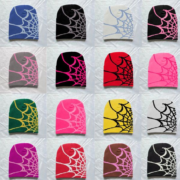 BeanieSkull Caps 21 Couleurs Spider Web Bonnets Ins Y2K Mode Tricot pour Femmes Hommes Adultes Streetwear Gorros Skulles Accessoires Chapeaux 230712