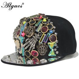 BeanieSkull Caps Adulte Hip hop Punk Rock Crâne Rivet Plat ed Chapeaux Hommes Printemps et Automne Ajusté Baseball Docker 230214