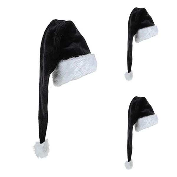 BeanieSkull Caps Chapeau de Père Noël en Velours Adulte Chapeau Confortable Chapeau de Père Noël en Peluche Traditionnel Noir et Blanc pour Cadeaux de l'année 231021