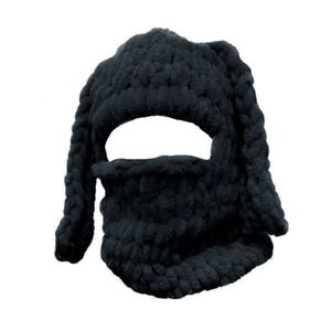 Beanieskull Caps volwassenen konijn oorhoed grappige balaclava hoed donzige zachte balaclava gebreide balaclava met oren winter gehaakt hoed kerstcadeaus 230301