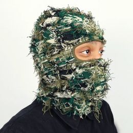 BeanieSkull Caps Balaclava En Détresse 1 Trou Masque Complet Chapeau Haute Qualité Ski Beanie Camouflage Skullies 230825