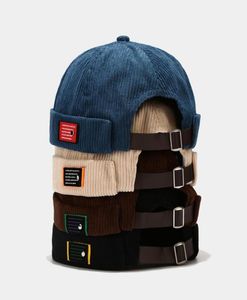 BeanieSkull Caps Marque Vintage Beanie Chapeaux Hommes Femmes Printemps Automne Propriétaire Chapeau Streetwear Hip Hop Brimless Corduroy Docker Cap W7674584