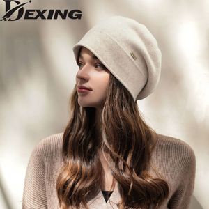 Beanieskull Caps Cashmere Beanies Winterhoed voor vrouwen Wool Warm zachte schedels Beanie Lady Elegante oorbeveiliging Cap Bonnet Groothandel 221205