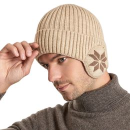 BeanieSkull Caps Classico Cappello Invernale in Peluche per Uomo Cappello Beanie a Fiore Rombico con Paraorecchie Foderato in Pelliccia Sintetica Spessa Antivento Equitazione Skullies Senza Tesa 231128