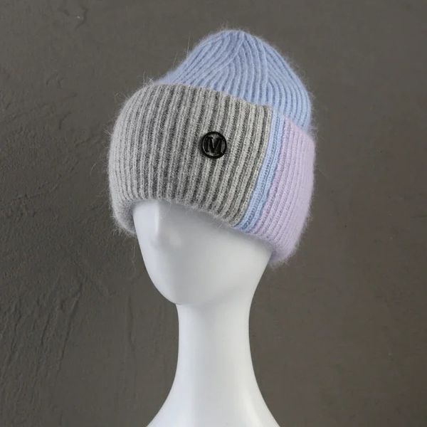 BeanieSkull Caps Bonnets assortis colorés pour femmes fourrure de lapin doux chapeau d'hiver moelleux Lady Pinkycolor chaud Angora tricoté Skullies en gros 231117