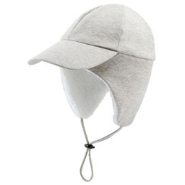 BeanieSkull Caps Connectyle Garçons Filles Hiver Skull Cap Doux Sherpa Doublé Polaire Oreillette Coupe-Vent Avec Visière En Plein Air Enfants Baseball Chapeau 231212