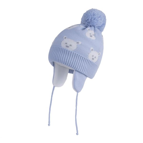 BeanieSkull Caps Connectyle Niño pequeño Bebé Niños Niñas Gorro de calavera Gorro de invierno Forrado con forro polar Lindo Oso de dibujos animados Niños Gorros con orejeras cálidas 231212