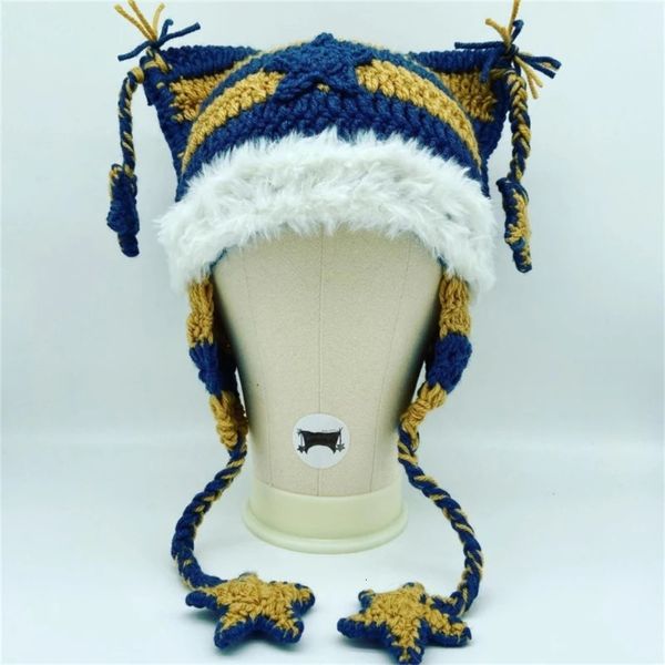 BeanieSkull Caps Lindo sombrero con orejas de gato estilo Y2K Gorro de punto Little Devil Gorros holgados para mujer 231110