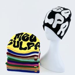 BeanieSkull Caps Mode Tricot Imprimé Casquette Hommes Femmes Pull Pile Cap Paragraphe Qualité Bonnet Y2k Chaud Ins Laine De Soja Casquette Froide 230926