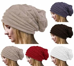 BeanieSkull Caps Mode Unisexe Hommes Dames Tricoté Laine Hiver Surdimensionné Slouch Beanie Chapeau Cap Warm6456580