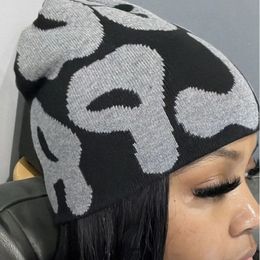 BeanieSkull Caps Moda Y2k Punto Impreso Cap Mujeres Hombres Jersey Pila Párrafo Calidad Gorro Cálido Ins Soja Lana Fría 231113